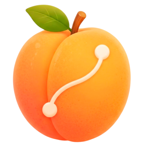Apriqco apricot with a path between two points